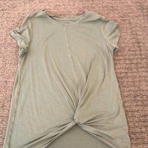 Hunters green tee shirt with knot on the front